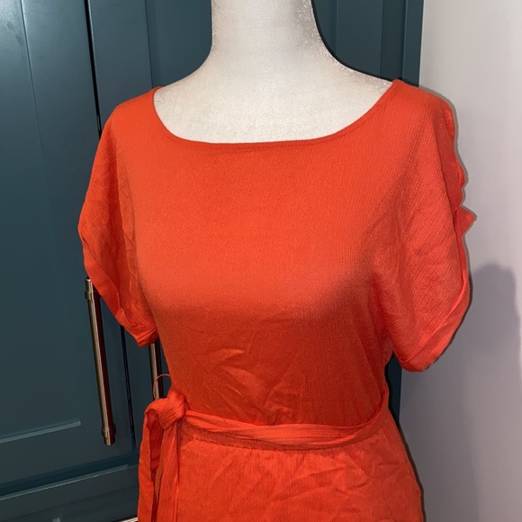 NWT BB Dakota Golden Ages Tie Waist Layered Dress in Clementine - Picture 3 of 10